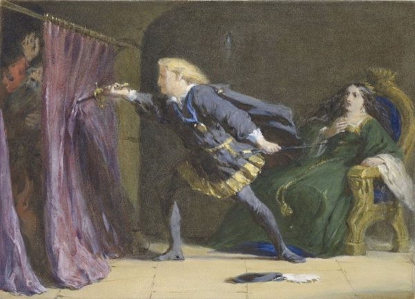 Hamlet-mistakenly-stabs-Polonius-Coke-Smyth-19th-century-600x433